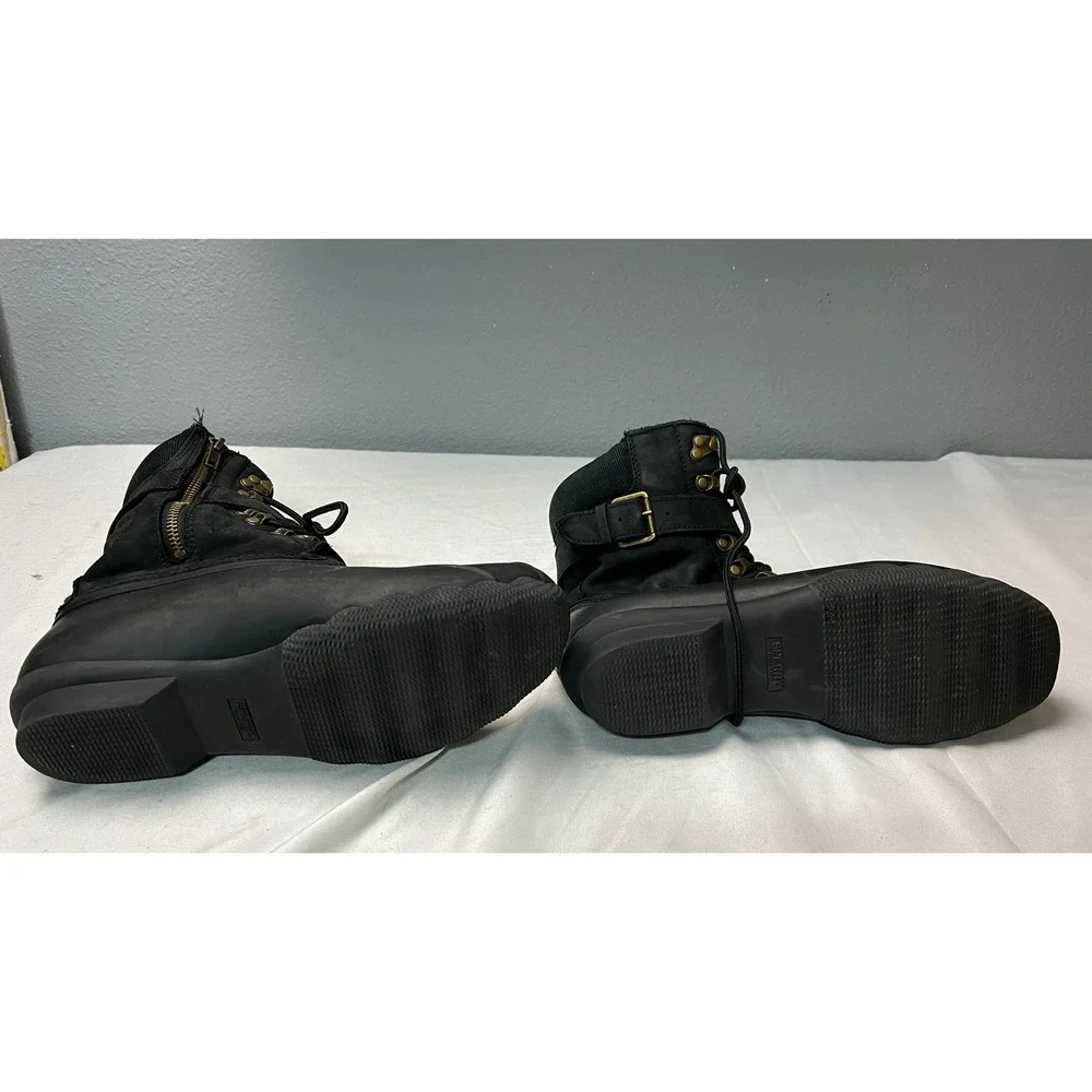 Sperry Saltwater Black Waterproof Duck Boots Women 9.5 STS83220 Side Zip Leather